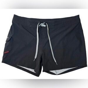 MAUI Rippers Cargo Board Shorts Women's 12 Black Polyester Stretch 32.5" X 4.5"